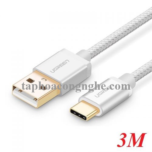 Ugreen 20815 3M màu Trắng Dây USB 2.0 sang Type-C đầu nhôm dây bọc vinyl US174 30020815